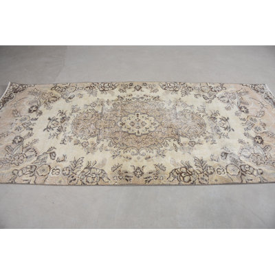 Tapis en laine beige élégant et patchwork 1,5 x 3,5 pi