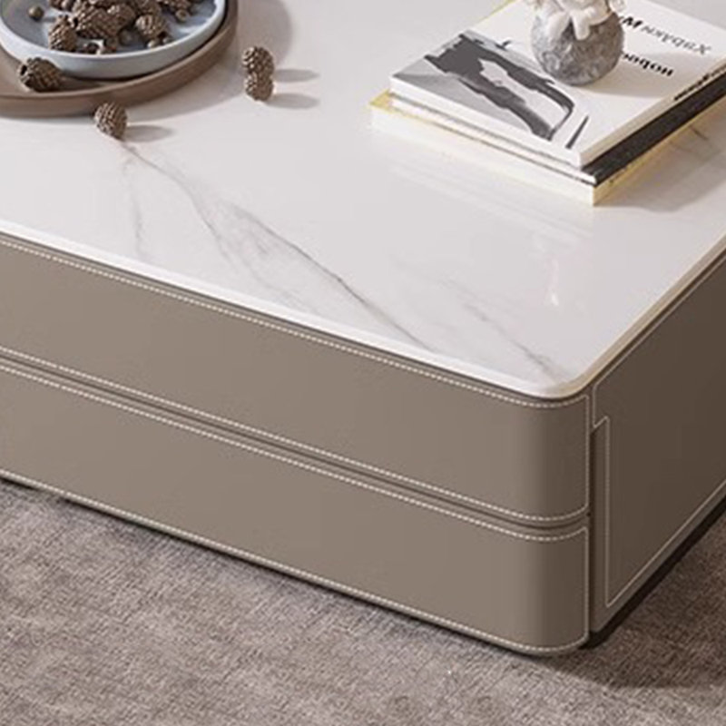 Table basse sur pied en cuir italien, H 15,74 po x L 47,24 po x l 23,62 po