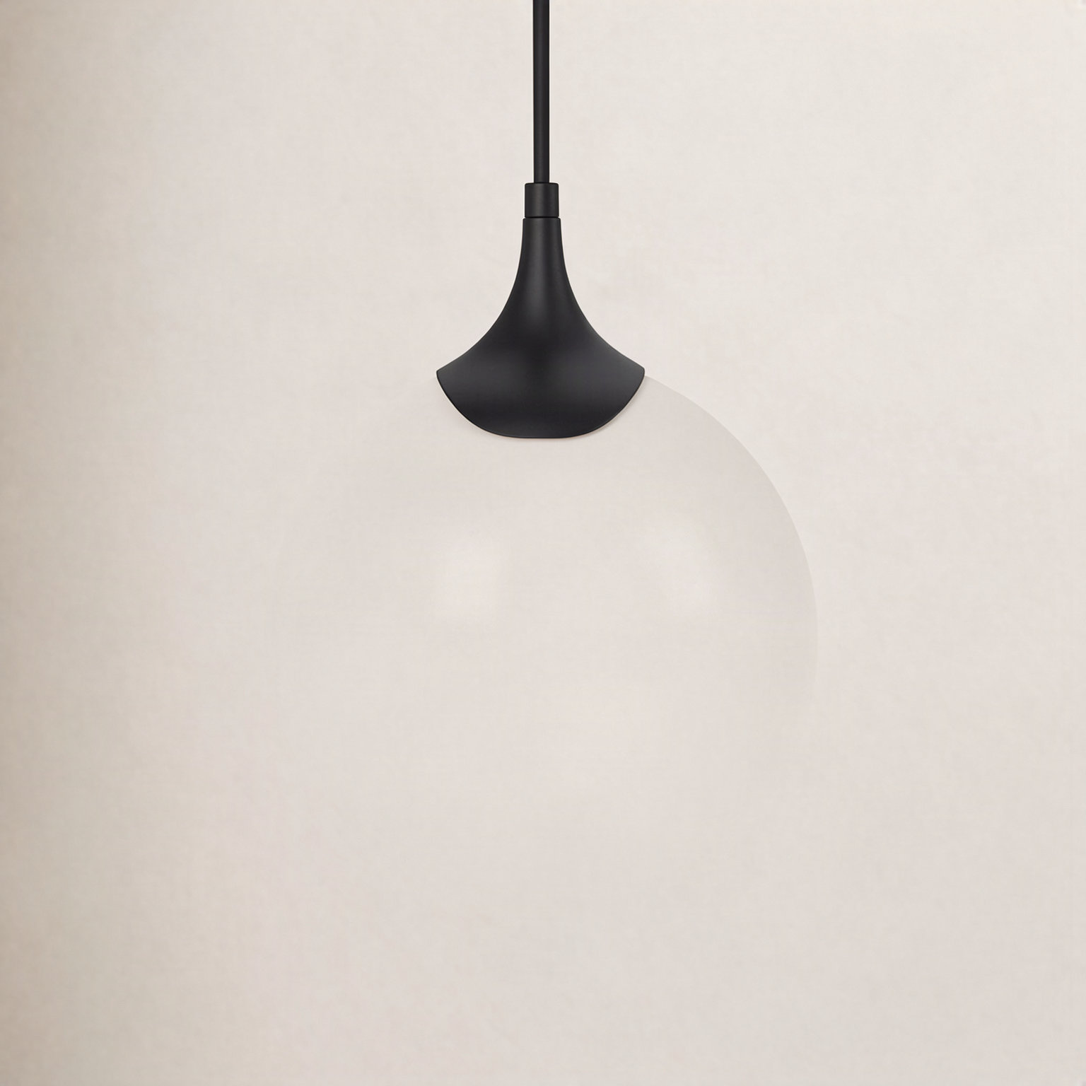 Nedra Single Light Glass Steel Pendant, Matte Black