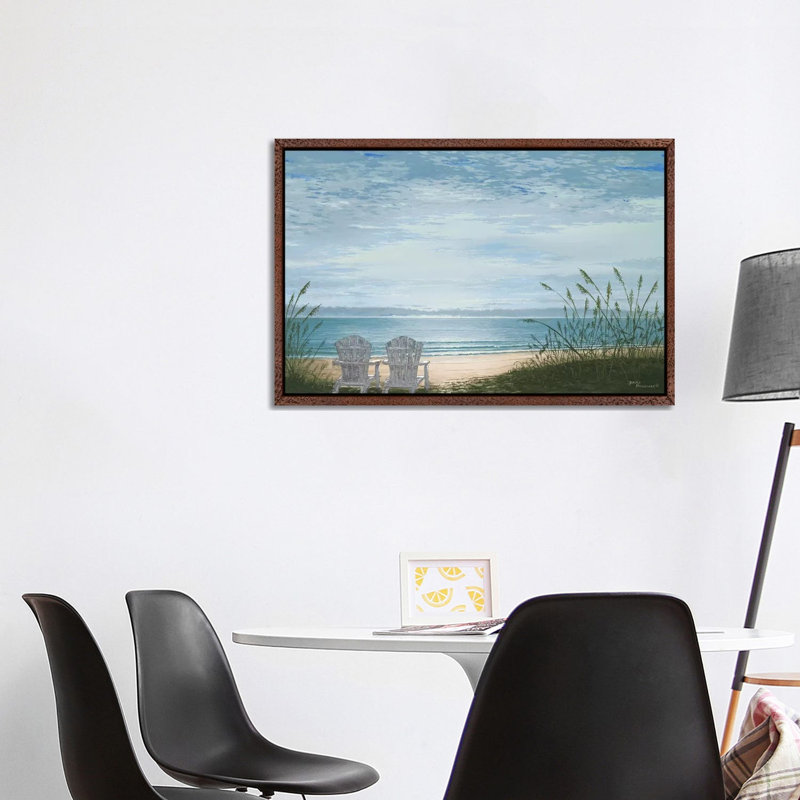 Beach Chairs by Bruce Nawrocke - Print on Canvas, 101.6 cm H x 66.04 cm W, Brown Framed