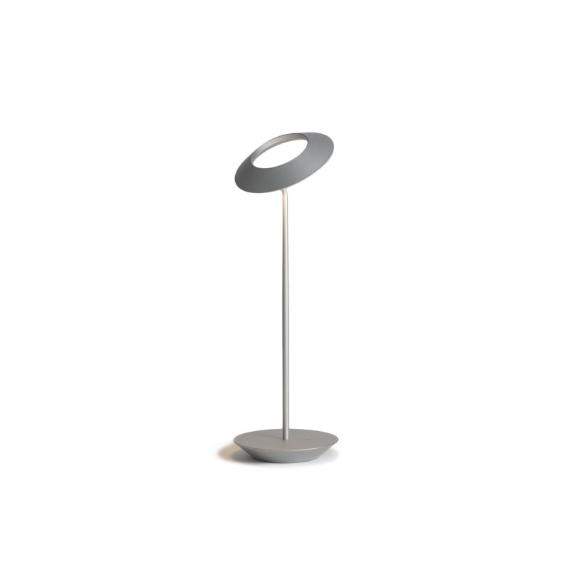 Adjustable Circular Silver LED Desk Lamp with Dimmable Light