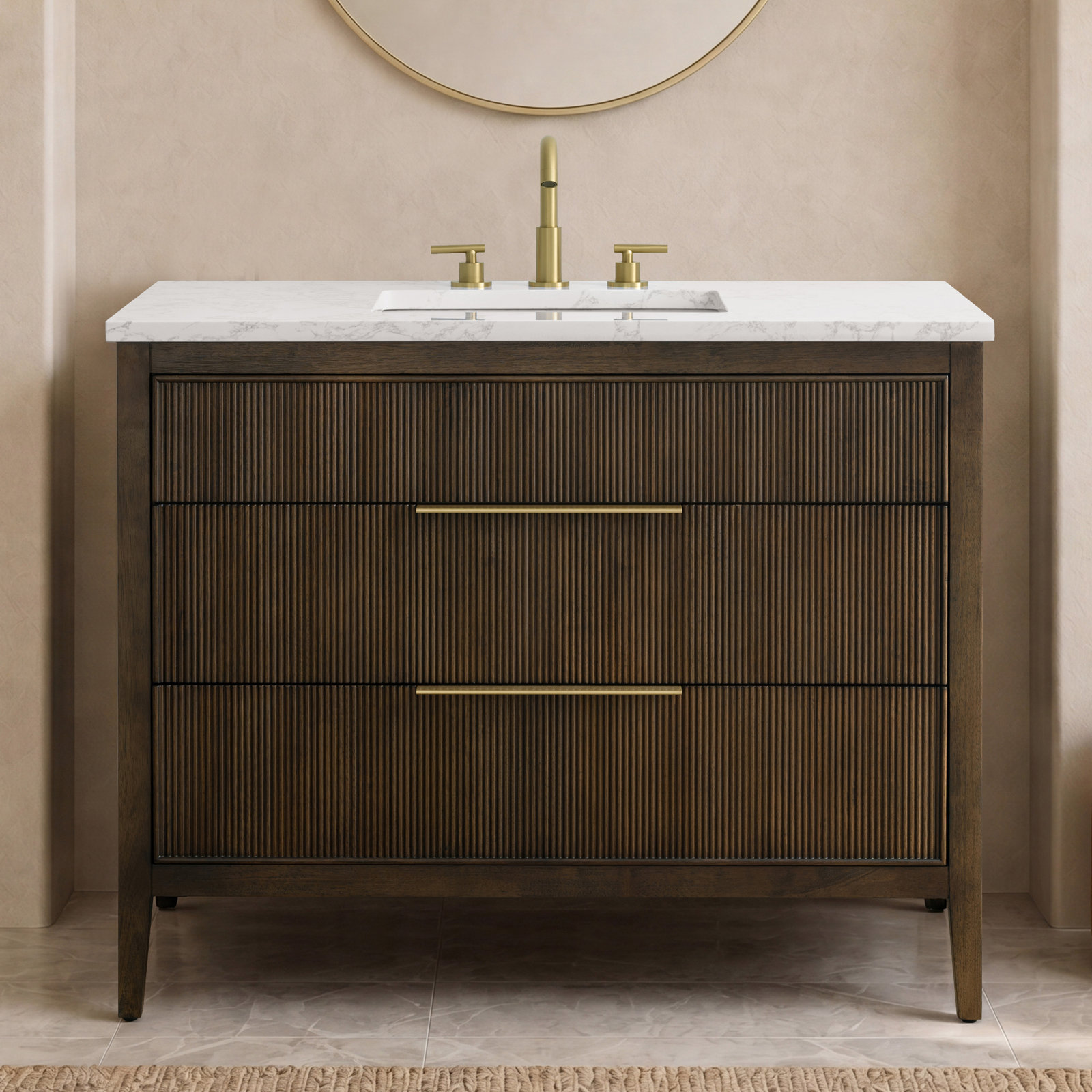 Bilroy 42" Oak Single Bathroom Vanity, Chestnut Brown