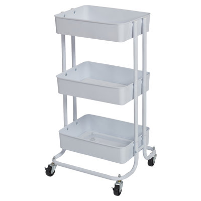 ECR4Kids 3-Tier Metal Rolling Utility Storage Cart, Multipurpose Organization