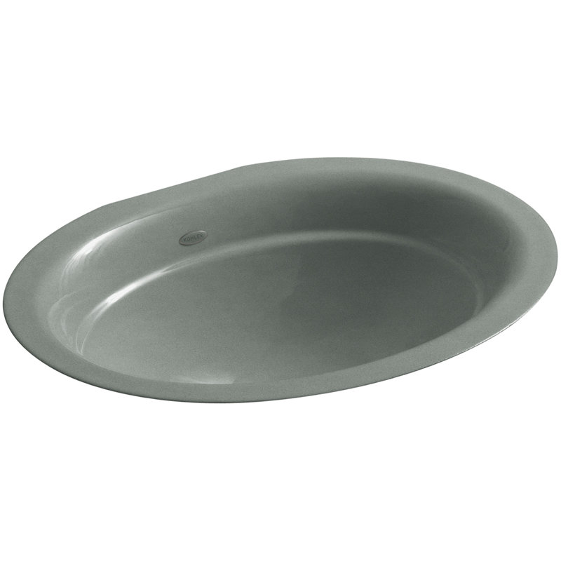 Serif Metal Oval Undermount Bathroom Sink, Basalt