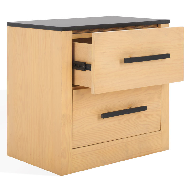 Abbianna Black Marble Top Nightstand
