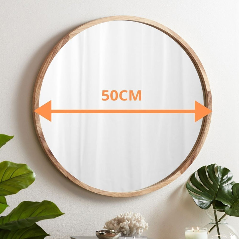 Maggiemae Engineered Wood Wall Mirror, Brown, 45" x 45"