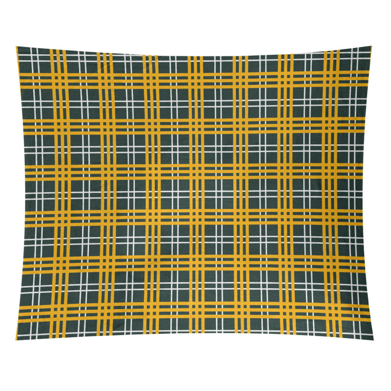Tapisserie en microfibre de luxe Tampa Bay, H 88 po x l 104 po, Vert foncé / blanc / or