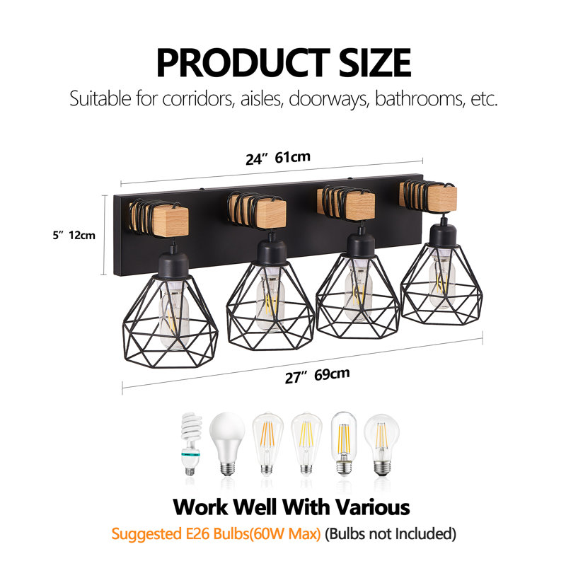 Luminaire géométrique pour meuble-lavabo 4 lumières