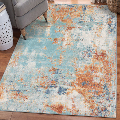 Tapis abstrait bleu Colborne