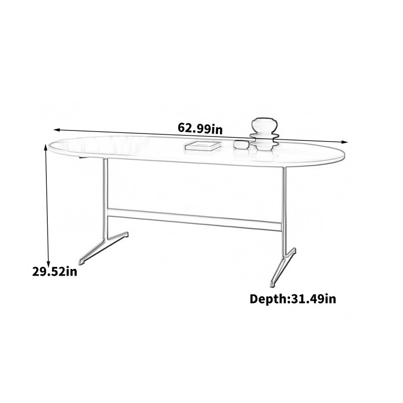 Table de salle à manger Narvin, H 29,52 po x L 62,99 po x l 31,49 po