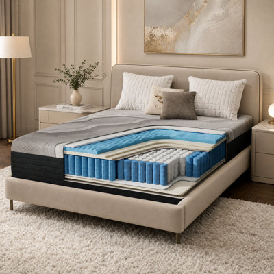 14" Graphene Temperature Regulating Medium Plush Gel Memory Foam Hybrid Pocket Coil Mattress in a Box with CertiPUR-US & OEKO-TEX® Certified