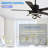 52'' Black Modern 5-Blade Ceiling Fan with Light and Remote Control, Quiet DC Motor 6-Speed Industrial Ceiling Fan for Living Room, Bedroom-1089524205