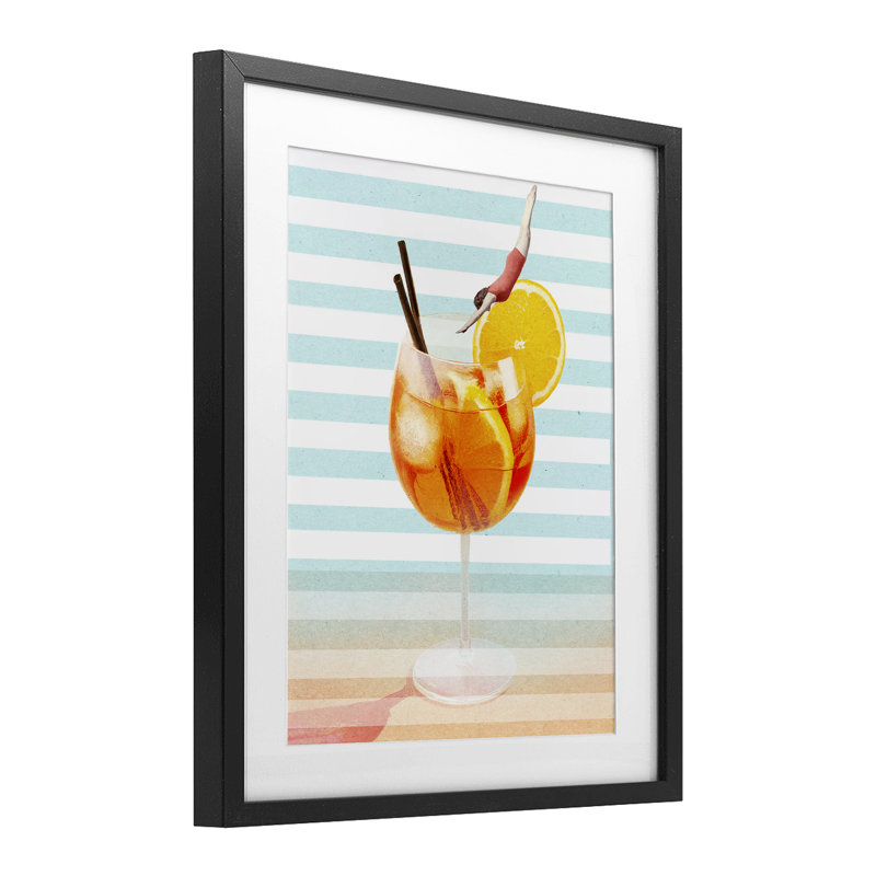 Reproduction sous verre Spirz Cocktail Dive, design par Lil 'Rue, Cadre noir minuit, H 16 po x l 13 po