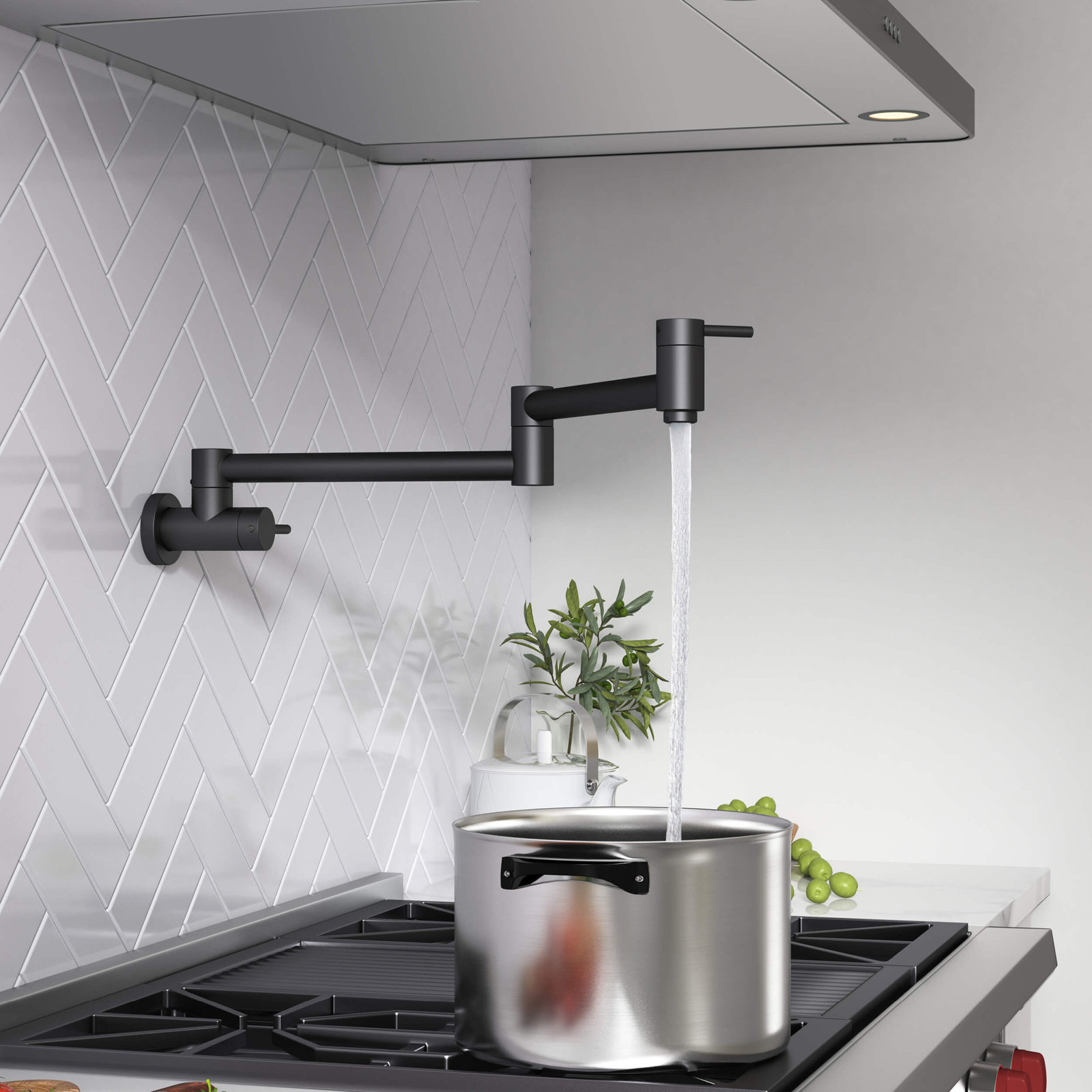 Circular Pull-Down Pot Filler, Matte Black