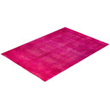 Tapis unique noué à la main Fine Vibrance - rose, 4 pi 1 po x 6 pi 2 po