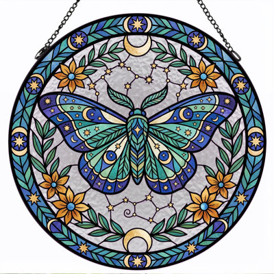 Stained Glass Stained Glass Window Panel，7.8H