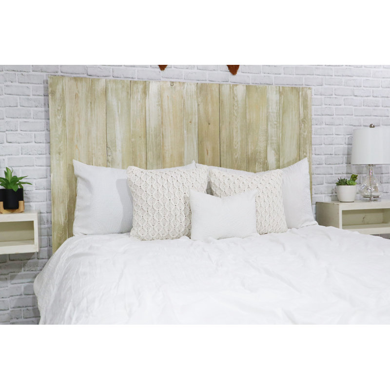 Ashleah Solid Wood Panel Headboard Wall Leaner Style, Sagewash, King