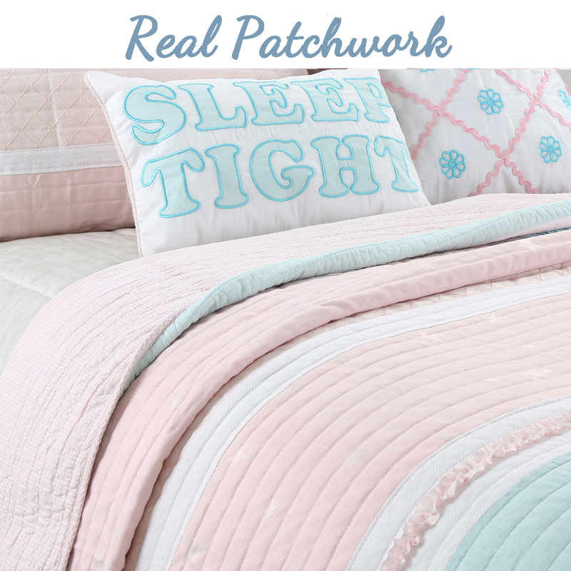 Oliva Cotton Striped Quilt, Queen Quilt + 2 Shams