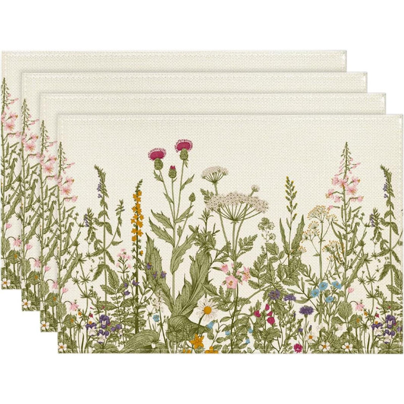Ensemble de 4 napperons de table à fleurs sauvages