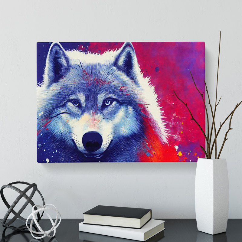 Painted Wolf - Wrapped Canvas, 35cm H x 50cm W x 3cm D