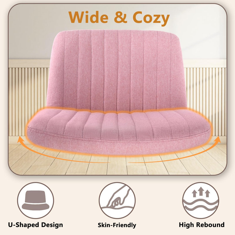 Chaise de travail pivotante en tissu Caelie, Rose
