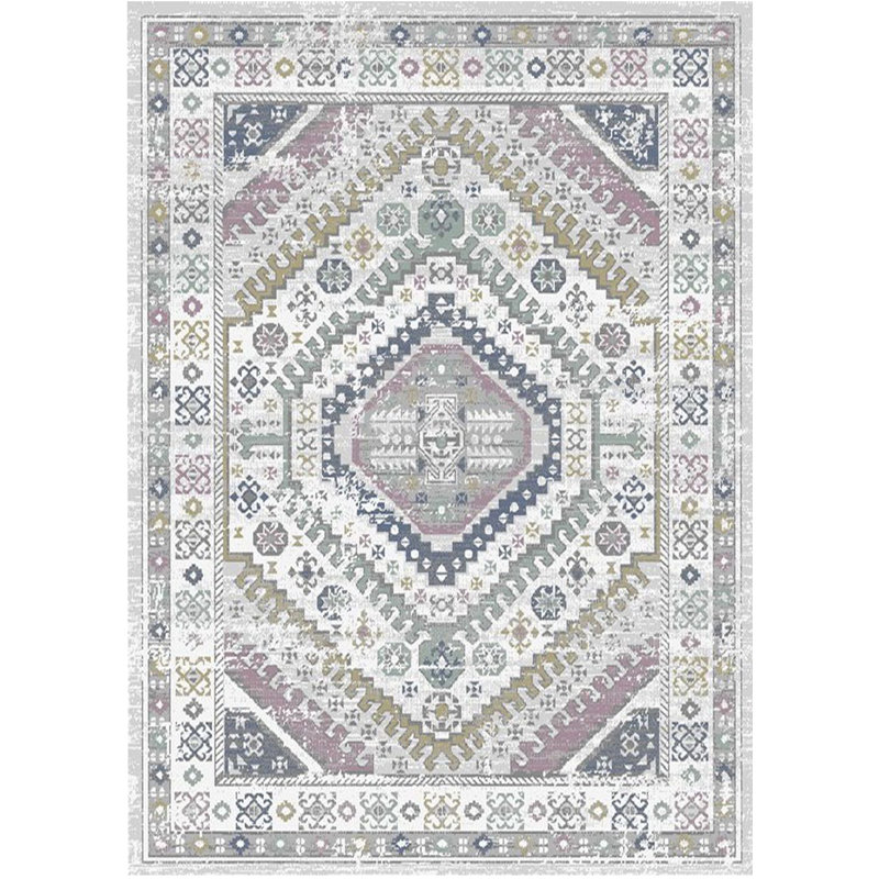 Tapis oriental en polypropylène tissé à la machine en gris / brun, Rectangle 3 pi 11 po x 5 pi 3 po