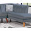 Canapé modulaire contemporain 2 pièces en velours gris foncé-121052692