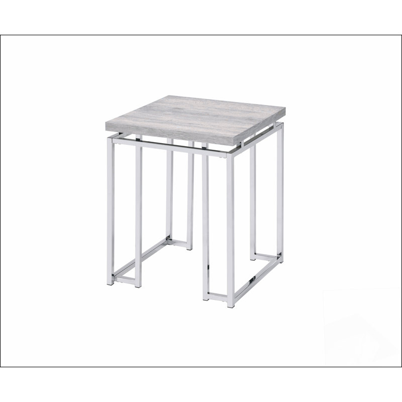 Chafik Natural Oak & Chrome Finish End Table