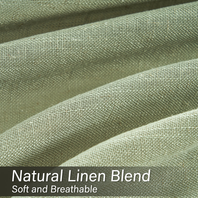 Dennan Linen Curtain Rod Pocket Back Tab,Linen Semi Sheer Curtains for Bedroom, 50" W x 108" L, Sage Green