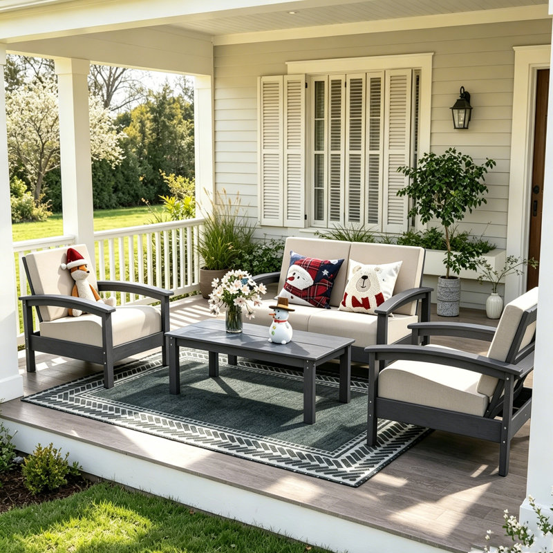 Deluxe 4-Piece Patio Furniture Set All-Weather Couch, Gray
