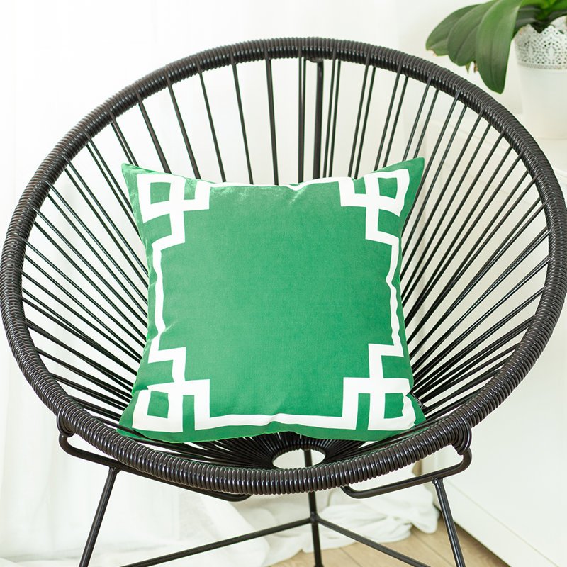 Housse de coussin géométrique, Vert, 18 po x 18 po, Housse de coussin seulement - sans coussin