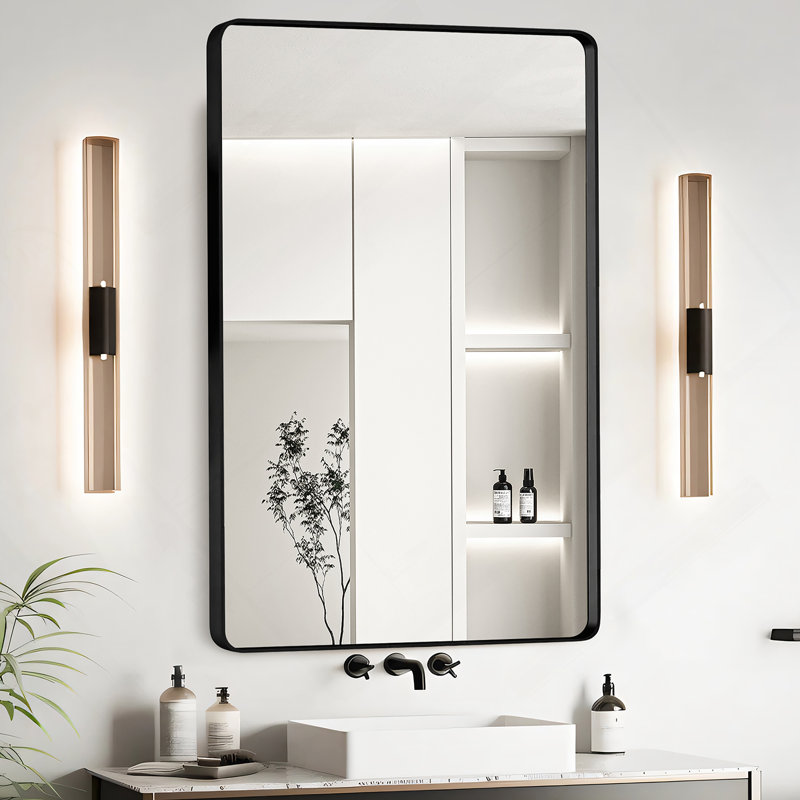 Miroir de salle de bain 24 po x 30 po noir, 30 po x 24 po
