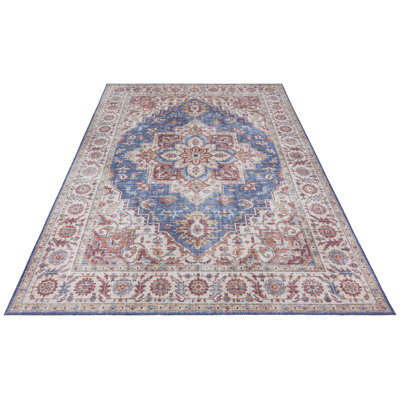 Anthea Tufted Plum Red/Jeans Blue Rug