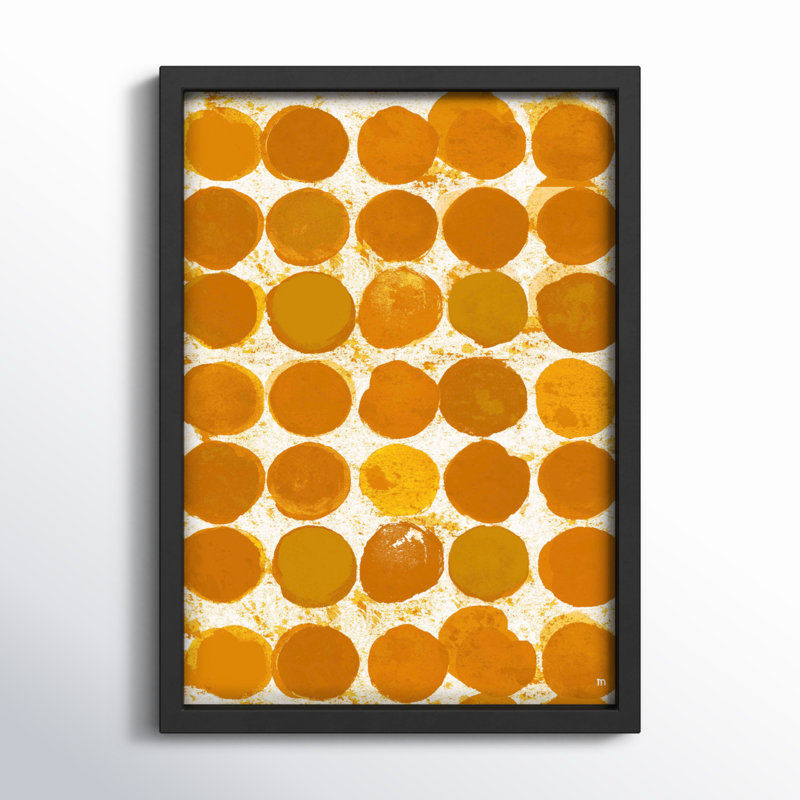 Satori Dots Pattern Curry by Studio M, Black Framed, 20" H x 14" W x 1.25" D