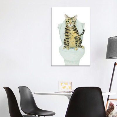 «Tabby Cat Toilette Time» par Alexey Dmitetchich Shmyrov - peinture sur toile tendue