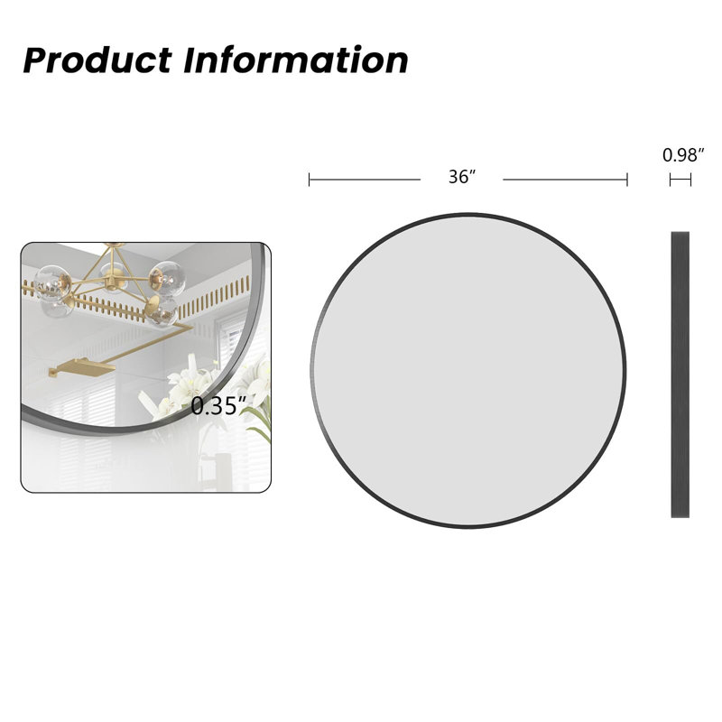 Miroir encastré Javiair, H 40 po x l 40 po x P 0,98 po
