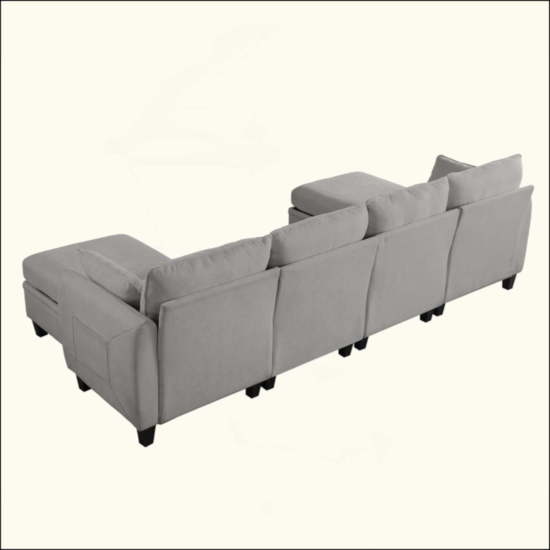 Canapé modulaire en chenille, canapé en forme de L avec repose-pieds de rangement, combinaison de bricolage pour le salon
