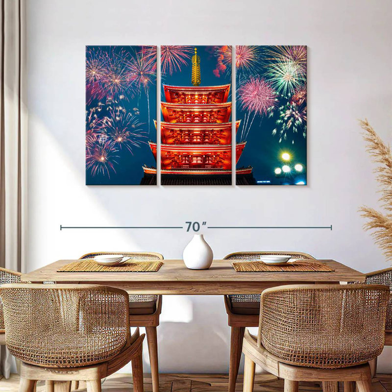 Senso ji, feux d'artifice du temple, H 36 po x l 57 po