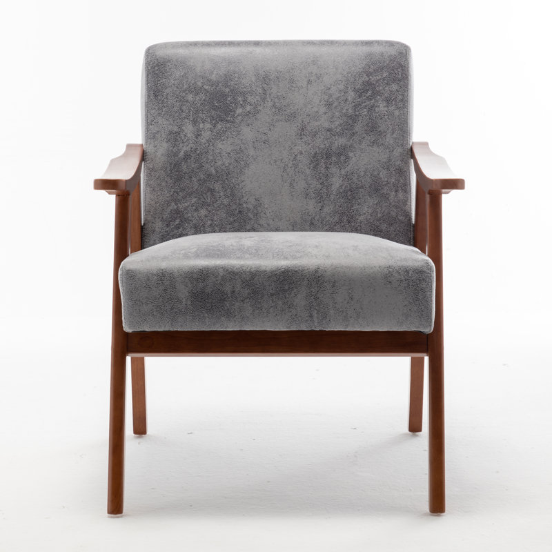 Jacine Armchair, Gray Faux Leather, 32.3" H x 26.0" W x 31.1" D