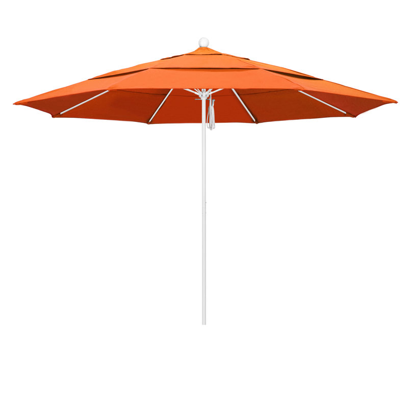 Parasol de marché 11 pi Silva, Toile Sunbrella® tangerine, Pierre noire