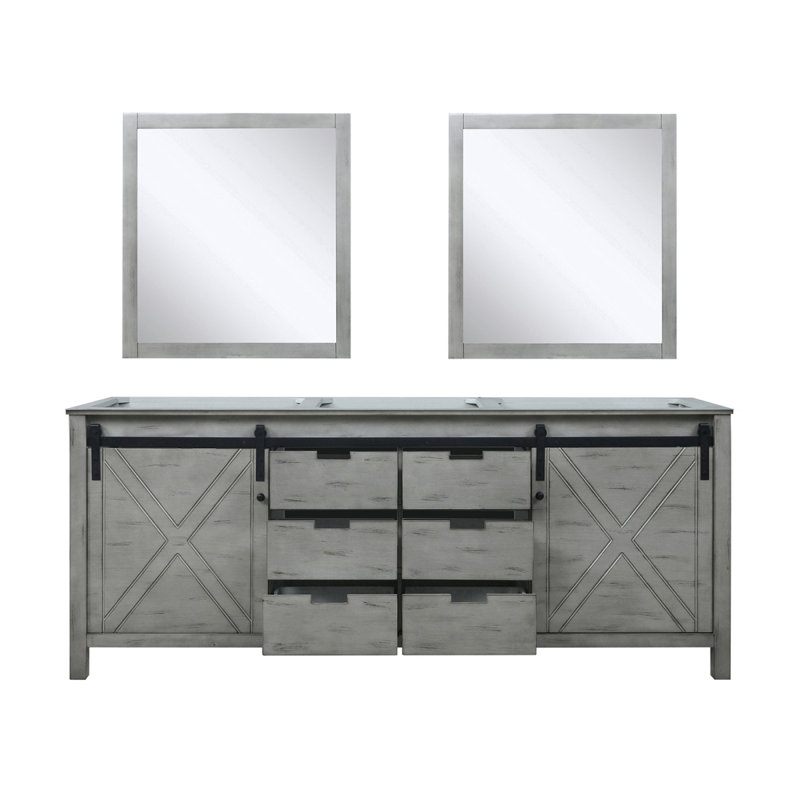 Ash Grey Double Bath Vanity 80 in. W x 22 in. D, and 30 in. Mirrors