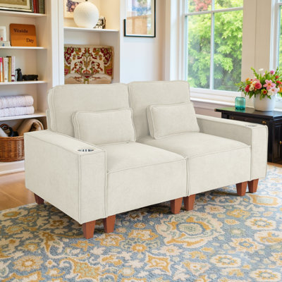 70.9” Chenille Couches,  Modern Sofa Couch With 2 Cup Holder And Pillows For Living Room/Bedroom/Office/Apartment