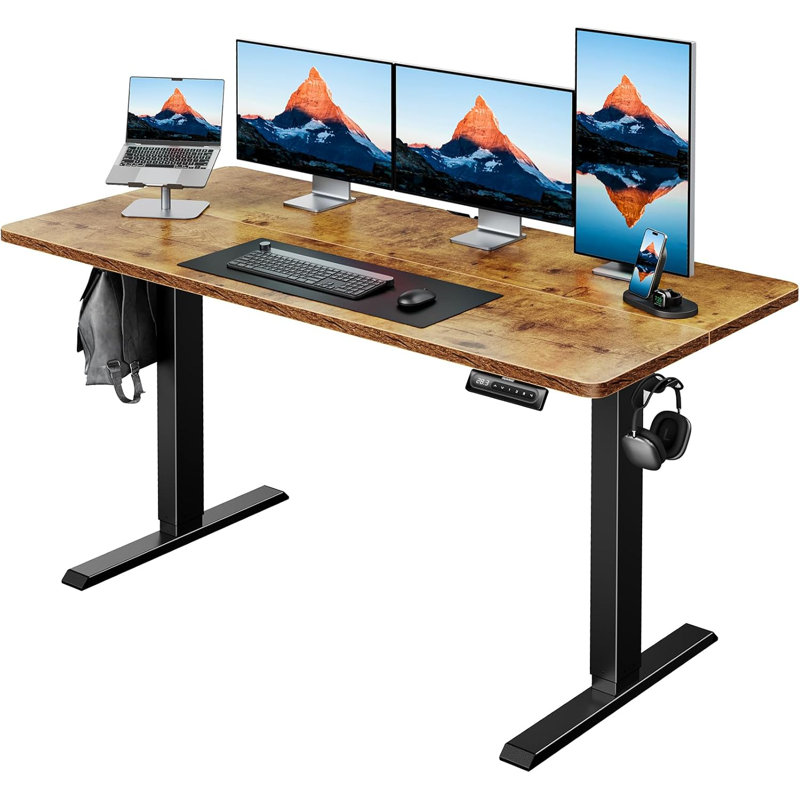 Standing Desk，Adjustable Height Of The Lifting Desk, 46.5" H x 47.2" W x 23.6" D, Brown/Black