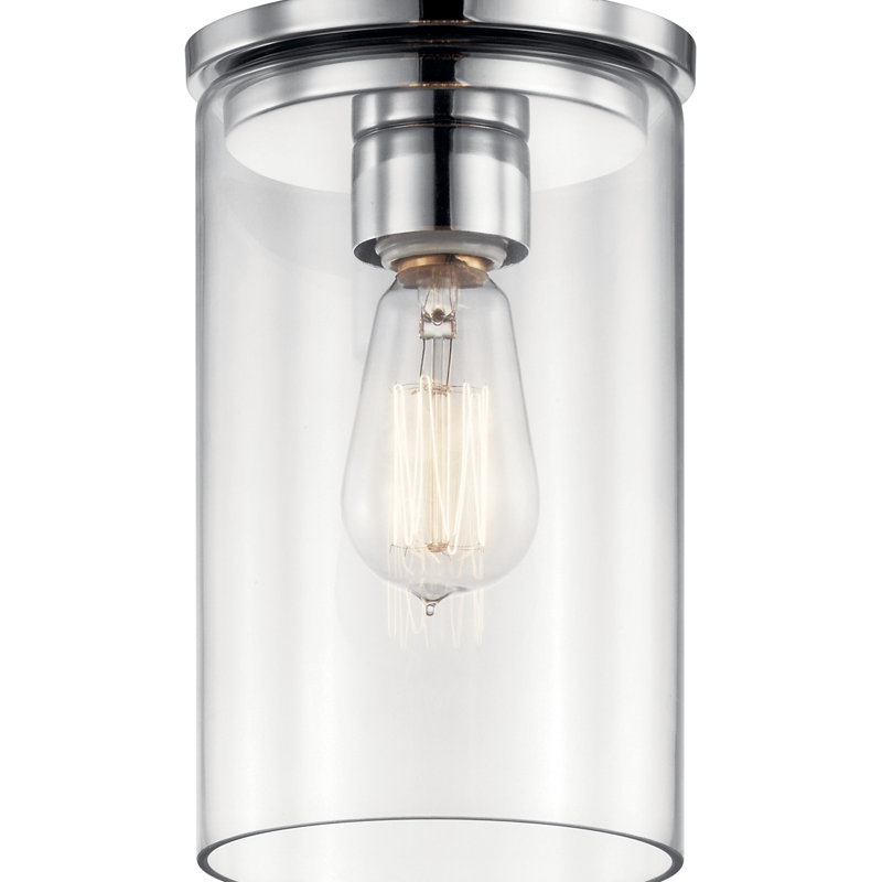 Luminaire suspendu cylindrique à 1 lumière Crosby, Chrome