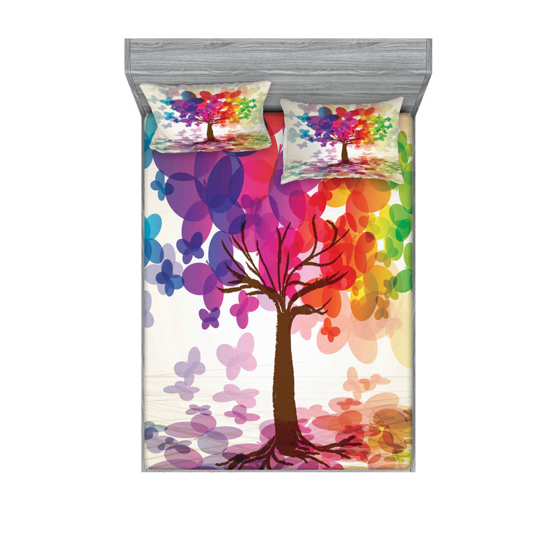 Multicolore ensemble de draps et taies décoratives Ambesonne, Ensemble de draps pour très grand lit californien