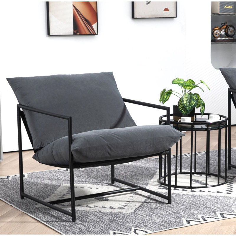 Fauteuil large en velours 32,6 po Daut, Velours gris