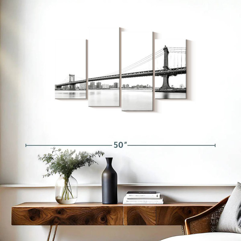 Lilie, pont monochrome de Manhattan, H 22 po x l 36 po