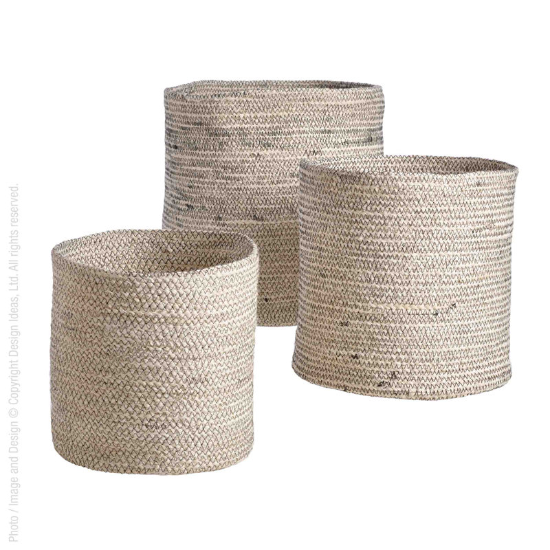 Ensemble de paniers 3 pièces Melia, Blanc / noir, H 14,18 po x l 14,18 po x P 14,18 po
