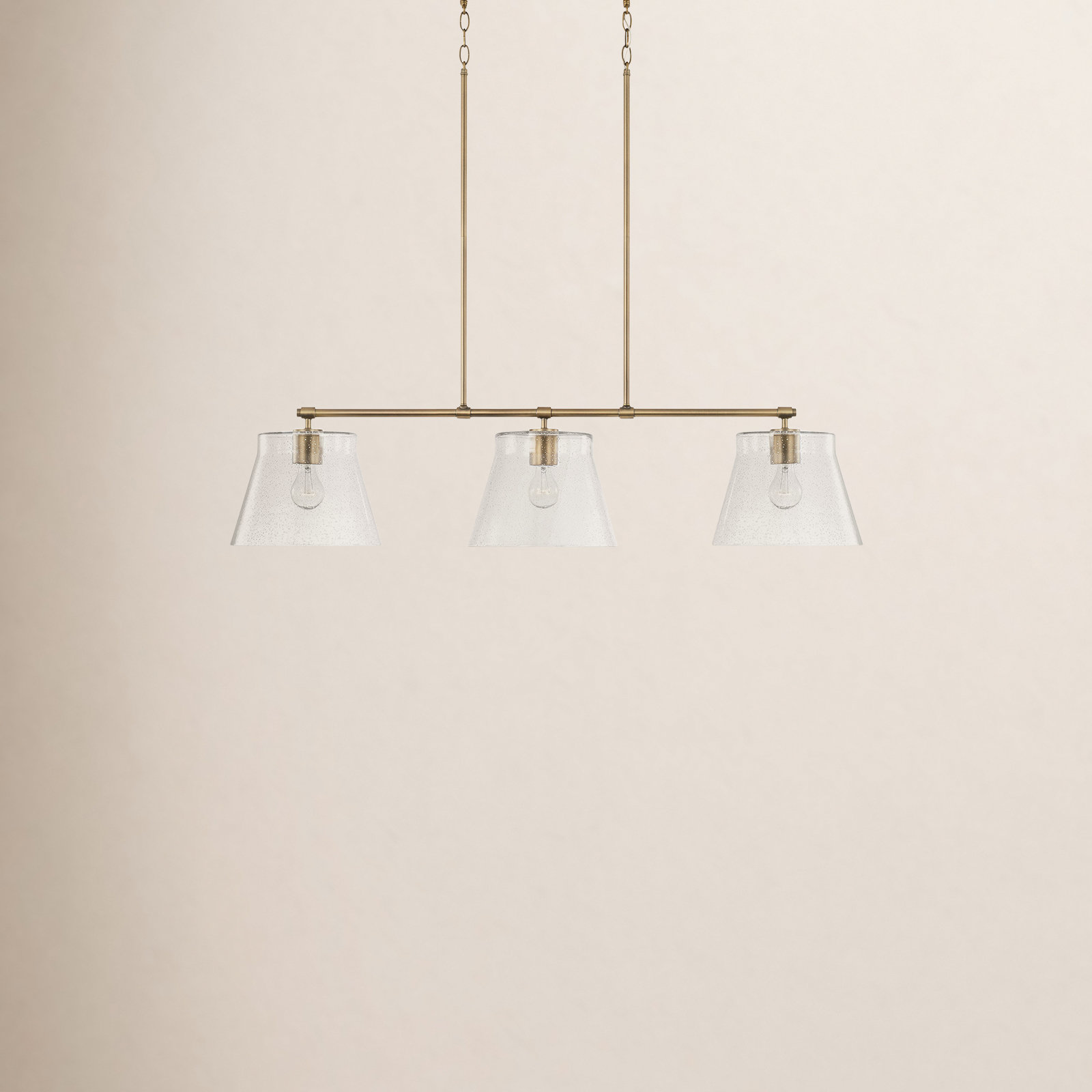 Alorie 3 Light Glass Dimmable Pendant, Aged Brass