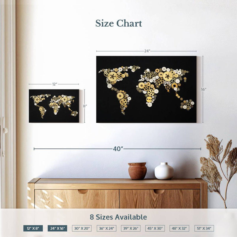 Carte du monde Aliaz Gear, H 16 po x l 24 po